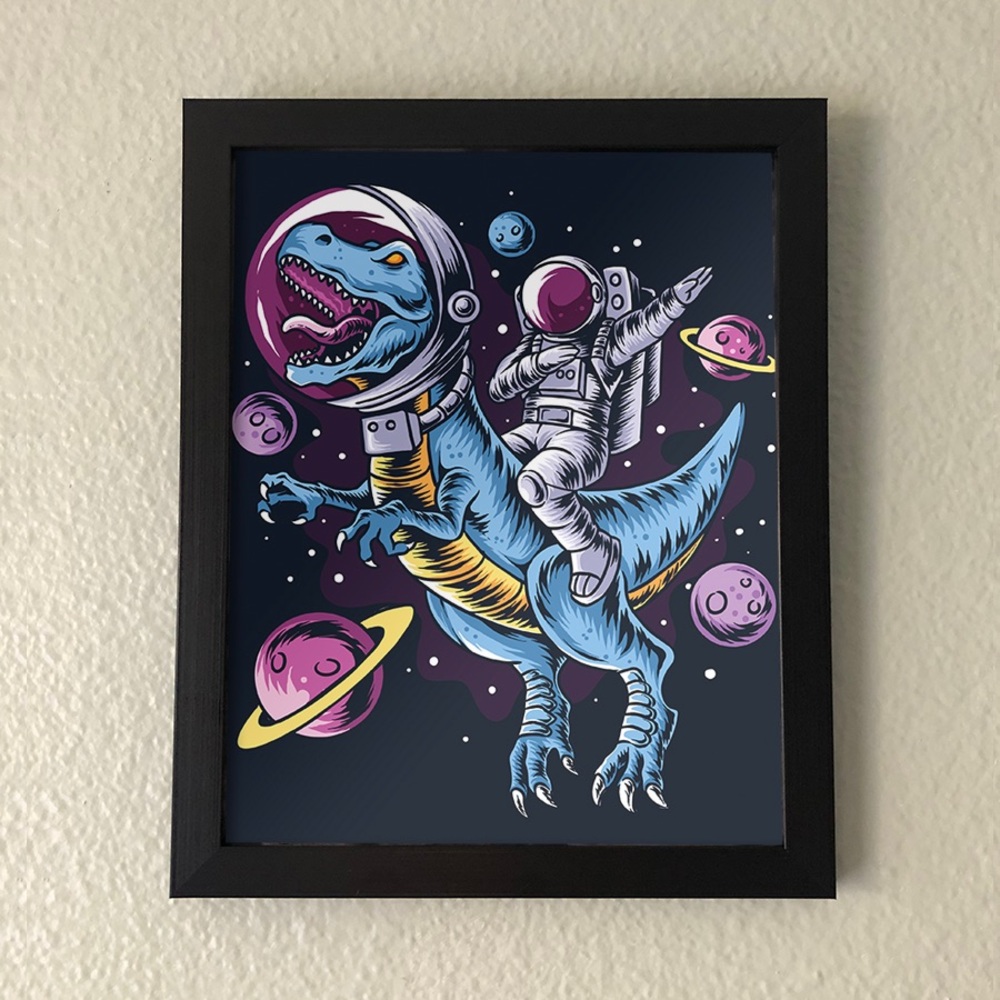 Astronaut and Dinosaur Wall Art